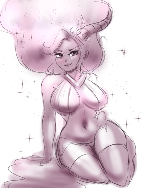Size: 2344x3125 | Tagged: absolute cleavage, artist:mrscurlystyles, belly button, breasts, busty nightmare star, cleavage, clothes, derpibooru import, female, hand on hip, horned humanization, human, humanized, looking at you, monochrome, nightmare star, seductive look, seductive pose, sexy, simple background, sketch, smiling, socks, solo, solo female, stupid sexy nightmare star, suggestive, thigh highs, white background