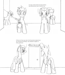 Size: 1447x1681 | Tagged: safe, artist:dsb71013, derpibooru import, oc, oc:night cap, oc:static signal, unofficial characters only, pony, coffee, comic, monochrome, swirly eyes