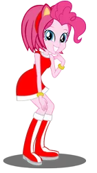 Size: 1252x2226 | Tagged: safe, artist:trungtranhaitrung, derpibooru import, pinkie pie, equestria girls, amy rose, boots, clothes, cosplay, costume, crossover, custom, female, grin, irl, looking at you, shoes, simple background, smiling, solo, sonic the hedgehog (series), toy, transparent background