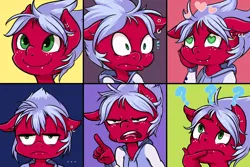 Size: 2400x1600 | Tagged: angry, annoyed, anthro, artist:talimingi, clothes, cute, derpibooru import, emotes, freckles, happy, hoodie, in love, oc, oc:melon frost, piercing, safe, scared, thinking, unofficial characters only