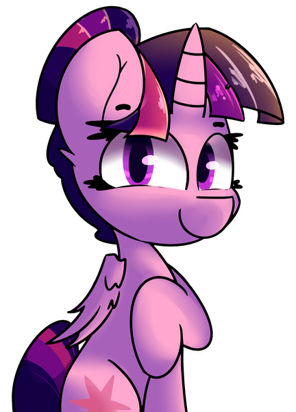 Size: 1800x2500 | Tagged: safe, artist:pastelhorses, derpibooru import, twilight sparkle, twilight sparkle (alicorn), alicorn, pony, alternate hairstyle, female, hair bun, mare, simple background, sitting, solo, style emulation, white background