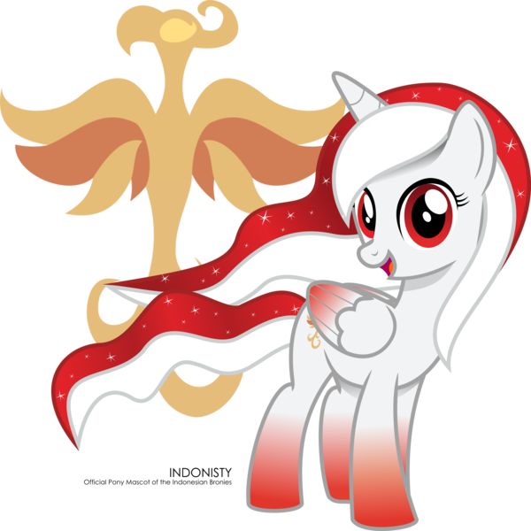 Size: 4917x4914 | Tagged: safe, artist:jhayarr23, artist:neighewbie1030, derpibooru import, part of a set, oc, oc:indonisty, ponified, unofficial characters only, alicorn, pony, project seaponycon, absurd resolution, alicorn oc, colored wings, colored wingtips, female, gradient hooves, indonesia, mare, nation ponies, simple background, solo, transparent background, vector