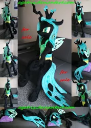 Size: 1024x1440 | Tagged: anthro plushie, artist:agatrix, changeling, derpibooru import, for sale, irl, life size, photo, plushie, queen chrysalis, safe, sitting