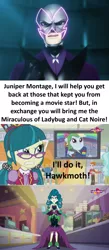 Size: 1538x3538 | Tagged: safe, derpibooru import, juniper montage, equestria girls, mirror magic, spoiler:eqg specials, akumatized, dialogue, hawk moth, juniper monstar, miraculous ladybug, mirror, teletoon