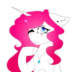 Size: 1000x1000 | Tagged: safe, artist:doux-ameri, derpibooru import, oc, oc:button love, unofficial characters only, pony, unicorn, bust, female, mare, one eye closed, portrait, simple background, solo, transparent background, wink