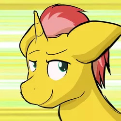 Size: 3000x3000 | Tagged: safe, artist:triplesevens, derpibooru import, oc, oc:ember flare, unofficial characters only, pony, unicorn, eyebrows, grin, looking at you, mugshot, smiling