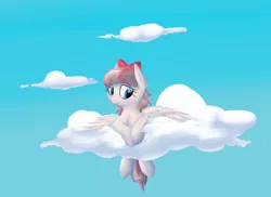 Size: 2390x1743 | Tagged: safe, artist:lux, derpibooru import, angel wings, pegasus, pony, cloud, cute, diawinges, female, looking at you, mare, sky, solo
