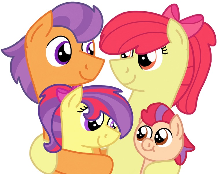 Size: 1825x1453 | Tagged: safe, artist:kindheart525, derpibooru import, apple bloom, tender taps, oc, oc:allegro jazz, oc:pippin rose, earth pony, pony, kindverse, alternate hairstyle, family, female, looking at each other, male, offspring, older, older apple bloom, older tender taps, parent:apple bloom, parent:tender taps, parents:tenderbloom, shipping, simple background, story included, straight, tenderbloom, white background