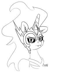 Size: 6234x7379 | Tagged: safe, artist:pabbley, derpibooru import, daybreaker, alicorn, pony, a royal problem, absurd resolution, bust, female, grayscale, mare, monochrome, portrait, simple background, solo, white background