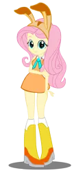 Size: 1204x2776 | Tagged: safe, artist:trungtranhaitrung, derpibooru import, fluttershy, equestria girls, boots, clothes, cosplay, costume, cream the rabbit, crossover, cute, dress, female, shoes, shyabetes, simple background, solo, sonic the hedgehog (series), transparent background