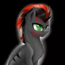 Size: 1600x1600 | Tagged: safe, derpibooru import, oc, oc:black thunder, unofficial characters only, pony, black background, colored pupils, edgy, male, simple background, solo, stallion