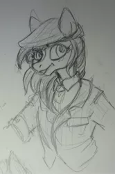 Size: 1821x2746 | Tagged: 4chan, anthro, artist needed, bust, clothes, derpibooru import, drawthread, hat, monochrome, necktie, safe, shirt, solo, suit, traditional art, windy whistles