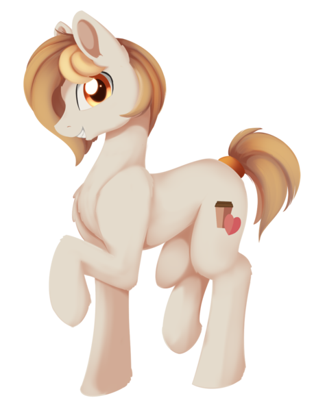 Size: 1015x1331 | Tagged: safe, artist:dusthiel, derpibooru import, oc, oc:mocha cup, unofficial characters only, earth pony, pony, male, raised hoof, simple background, solo, stallion, transparent background