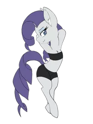 Size: 3024x4032 | Tagged: safe, artist:steelsoul, derpibooru import, rarity, pony, unicorn, absurd resolution, bandeau, chest fluff, clothes, female, looking at you, mare, midriff, shorts, solo, sports shorts