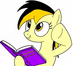 Size: 1129x1024 | Tagged: safe, derpibooru import, oc, oc:leslie fair, unofficial characters only, pony, /mlpol/, anarcho-capitalism, book, ludwig von mises, pony action, recolor, scrunchy face, simple background, white background