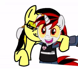 Size: 669x600 | Tagged: safe, derpibooru import, edit, oc, oc:blackjack, oc:leslie fair, unofficial characters only, pony, fallout equestria, /mlpol/, anarcho-capitalism, bloodshot eyes, meme, nazi, recolor, smug, swastika