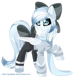 Size: 1024x1064 | Tagged: safe, artist:little-sketches, derpibooru import, oc, oc:jazz, unofficial characters only, pegasus, pony, bow, clothes, commission, female, hair bow, mare, raised hoof, simple background, solo, transparent background