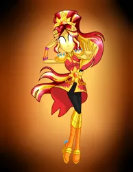 Size: 3500x4500 | Tagged: safe, artist:catcosmos17, derpibooru import, sunset shimmer, equestria girls, legend of everfree, absurd resolution, clothes, dress, female, glowing eyes, no more ponies at source, pants, ponied up, super ponied up, white eyes