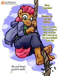 Size: 3913x5000 | Tagged: absurd resolution, accident, anthro, artist:smudge proof, babs peed, babs seed, barefoot, breasts, clothes, crying, derpibooru import, dialogue, drip, dripping, fear, fear wetting, feet, female, hoodie, implied apple bloom, implied cmc, implied cutie mark crusaders, implied scootaloo, implied sweetie belle, low angle, older, patreon, patreon logo, patreon sketch, pissing, plantigrade anthro, rope, scared, simple background, sketch, sky, soles, solo, suggestive, teenager, this will end in tears, toes, transparent background, urine, wetting