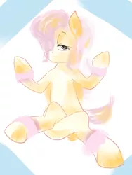 Size: 1080x1440 | Tagged: safe, artist:rupony, derpibooru import, fluttershy, pony, meditating, simple background, solo, yoga