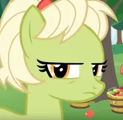 Size: 441x428 | Tagged: safe, derpibooru import, screencap, granny smith, earth pony, pony, the perfect pear, adorasmith, cropped, cute, madorable, solo, young granny smith