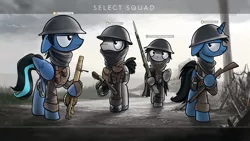 Size: 1920x1080 | Tagged: safe, artist:dori-to, derpibooru import, oc, oc:veloce star, unofficial characters only, earth pony, pegasus, pony, unicorn, battlefield 1, bayonet, brodie helmet, crossover, gun, helmet, hoof hold, lewis gun, male, raised hoof, rifle, soldier, stallion, unshorn fetlocks, wallpaper, weapon, world war i