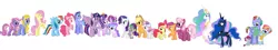 Size: 8016x1440 | Tagged: safe, derpibooru import, apple bloom, applejack, bow hothoof, cheerilee, cottonbelle, daisy dreams, fluttershy, lily blossom, pinkie pie, princess celestia, princess luna, rainbow dash, rarity, scootaloo, star dreams, starlight glimmer, sweetie belle, twilight sparkle, windy whistles, alicorn, pony, season 8, spoiler:s08, 1000 hours in ms paint, absurd resolution, alicornified, ms paint, race swap, rainbow dash's parents, simple background, starlicorn, starlight's parents, white background, xk-class end-of-the-world scenario
