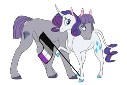 Size: 2382x1587 | Tagged: safe, artist:xenalollie, deleted from derpibooru, derpibooru import, maud pie, rarity, pony, asexual, asexual pride flag, curved horn, female, flag, lesbian, pride, pride month, rarimaud, shipping, simple background, transparent background, wrong cutie mark