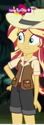 Size: 168x473 | Tagged: safe, derpibooru import, screencap, sunset shimmer, dance magic, equestria girls, spoiler:eqg specials, clothes, cropped, female, hat, imagine spot, jungle, shorts, solo, teletoon