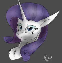 Size: 931x942 | Tagged: safe, artist:zeezou2, derpibooru import, rarity, pony, unicorn, bust, cheek fluff, chest fluff, female, fluffy, gray background, lidded eyes, looking at you, mare, portrait, signature, simple background, sketch, solo