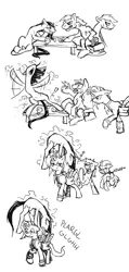 Size: 843x1771 | Tagged: semi-grimdark, artist:kalemon, derpibooru import, oc, oc:stable horse, unofficial characters only, earth pony, pony, unicorn, fallout equestria, bomb collar, collar, comic, dead, death, female, levitation, magic, male, mare, murder, neck snap, pipbuck, raider, slavers, stable horse comic, stallion, telekinesis, throwing up, vault suit, vomit, x eyes