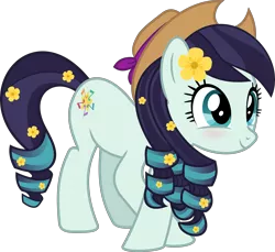 Size: 5911x5404 | Tagged: safe, artist:jhayarr23, derpibooru import, coloratura, earth pony, pony, absurd resolution, curtsey, female, hat, implied rarajack, mare, simple background, smiling, solo, trace, transparent background, vector