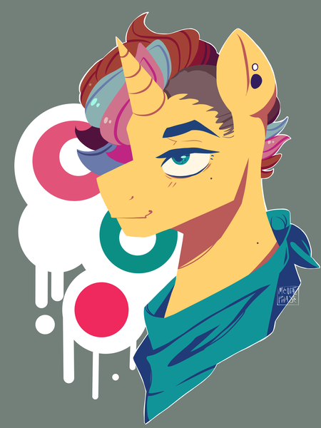 Size: 1536x2048 | Tagged: safe, artist:mentalphase, derpibooru import, oc, oc:ace, unofficial characters only, pony, unicorn, abstract background, bust, male, portrait, solo, stallion