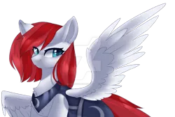 Size: 1024x689 | Tagged: safe, artist:midnightdream123, derpibooru import, oc, oc:red top, unofficial characters only, pegasus, pony, armor, female, mare, simple background, solo, transparent background, watermark