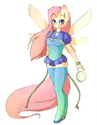 Size: 1981x2541 | Tagged: anthro, artist:fluffleduckle, clothes, derpibooru import, fluttershy, magical girl, safe, simple background, solo, white background