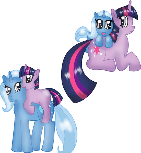 Size: 2550x2771 | Tagged: safe, artist:rayodragon, derpibooru import, trixie, twilight sparkle, pony, unicorn, female, lesbian, mare, shipping, simple background, twixie, white background