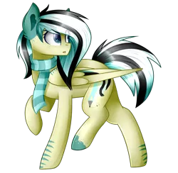 Size: 1476x1440 | Tagged: safe, artist:despotshy, derpibooru import, oc, oc:preacantatio besstede, unofficial characters only, pegasus, pony, clothes, female, mare, raised hoof, scarf, simple background, solo, transparent background, walking