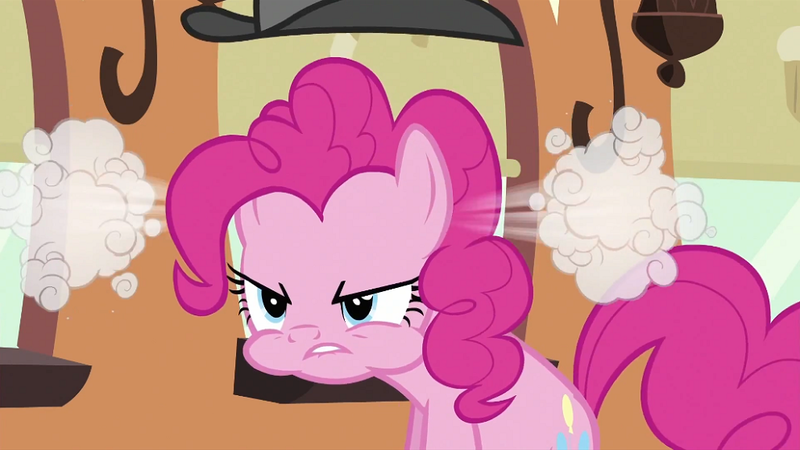 Size: 993x558 | Tagged: safe, derpibooru import, screencap, pinkie pie, pony, mmmystery on the friendship express, angry
