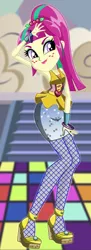 Size: 194x533 | Tagged: safe, artist:unicornsmile, derpibooru import, sour sweet, dance magic, equestria girls, spoiler:eqg specials, armpits, clothes, dancing, fishnets, freckles, high heels, lipstick, shoes, smiling, solo, starsue