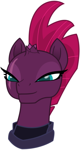 Size: 1000x1875 | Tagged: safe, artist:cheezedoodle96, derpibooru import, tempest shadow, pony, unicorn, my little pony: the movie, .svg available, armor, broken horn, bust, confident, female, lidded eyes, mare, portrait, simple background, smiling, smug, smugest shadow, solo, svg, transparent background, vector