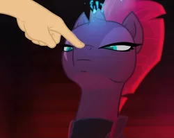 Size: 1010x804 | Tagged: safe, derpibooru import, edit, edited screencap, screencap, tempest shadow, pony, my little pony: the movie, boop, boop edit, broken horn, cute, eye scar, horn, non-consensual booping, scar, sparking horn, tempting fate, this will end in pain, xk-class end-of-the-world scenario