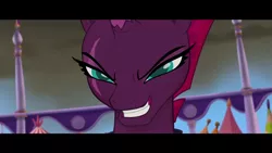 Size: 1920x1080 | Tagged: safe, derpibooru import, screencap, tempest shadow, pony, unicorn, my little pony: the movie, broken horn, evil grin, face of mercy, faic, female, grin, smiling, smug, smugest shadow, solo