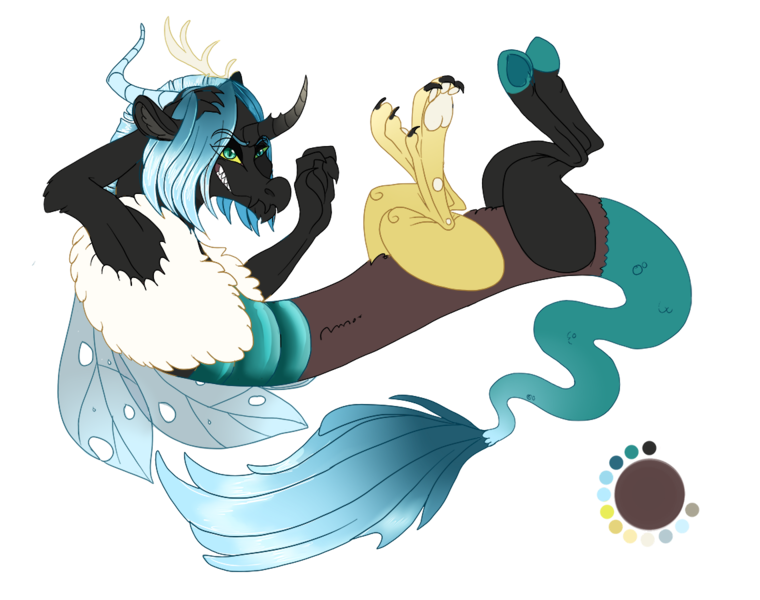 Size: 1140x900 | Tagged: artist:bijutsuyoukai, derpibooru import, draconequus, hybrid, interspecies offspring, oc, oc:ambrosia nectar, offspring, parent:discord, parent:queen chrysalis, parents:discolis, safe, simple background, solo, transparent background, unofficial characters only