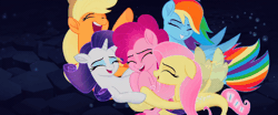 Size: 960x400 | Tagged: animated, applejack, derpibooru import, fluttershy, gif, laughing, my little pony: the movie, official, pinkie pie, rainbow dash, rarity, safe, screencap, seaponified, seapony applejack, seapony fluttershy, seapony (g4), seapony pinkie pie, seapony rainbow dash, seapony rarity, species swap