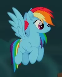 Size: 400x500 | Tagged: safe, derpibooru import, screencap, rainbow dash, pegasus, pony, my little pony: the movie, bandana, cropped, cute, dashabetes, flying, pirate rainbow dash, solo