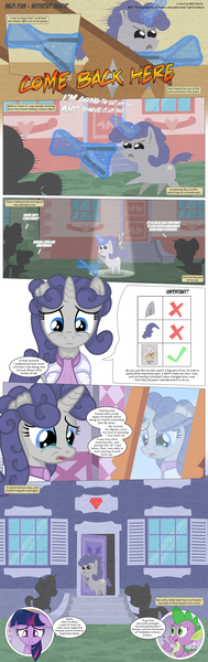 Size: 3300x10489 | Tagged: safe, artist:perfectblue97, derpibooru import, spike, twilight sparkle, oc, oc:silver jubilee, dragon, earth pony, gryphon, pony, comic:without magic, absurd resolution, blank flank, comic, crying, earth pony twilight, floppy ears, missing ear, pointy ponies, poster, shears