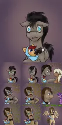 Size: 2250x4500 | Tagged: safe, artist:jitterbugjive, derpibooru import, doctor whooves, time turner, twilight sparkle, oc, oc:lightning blitz, oc:sandy hooves, pegasus, pony, ask discorded whooves, ask pregnant scootaloo, absurd resolution, baby, baby pony, chewing, colt, comic, crying, dialogue, discord whooves, doctwi, eating, female, holding a pony, male, miss twilight sparkle, offspring, onesie, parent:rain catcher, parent:scootaloo, parents:catcherloo, shipping, straight