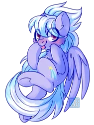 Size: 2093x2773 | Tagged: safe, artist:ruef, derpibooru import, cloudchaser, pegasus, pony, akanbe, cheek fluff, chest fluff, cute, cutechaser, ear fluff, eye clipping through hair, female, leg fluff, looking at you, mare, simple background, smiling, solo, tongue out, transparent background