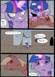 Size: 696x965 | Tagged: semi-grimdark, artist:metal-kitty, derpibooru import, big macintosh, twilight sparkle, pony, blood, castle, comic, cpr, crying, dead, depressing, desperation, female, male, sad, shipping, straight, twimac