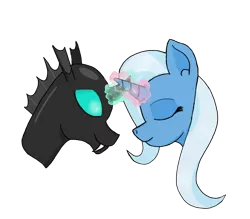 Size: 800x700 | Tagged: safe, artist:eulicious, derpibooru import, thorax, trixie, changeling, pony, unicorn, eyes closed, female, horns are touching, magic, male, mare, profile, shipping, straight, thoraxie